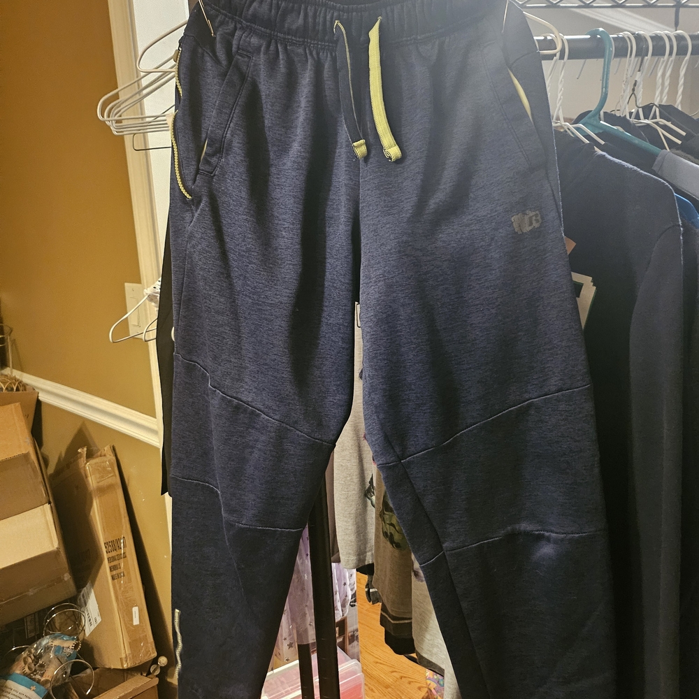 Russell Athletic Kids Navy Sweatpants with Lime Green Drawstrings, Size XL(14/16